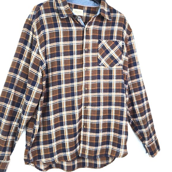 Jachs Brown Black Plaid Flannel Button Front Shirt - Picture 3 of 7